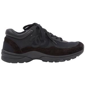 chanel trainer sneaker men cc triple black suede
